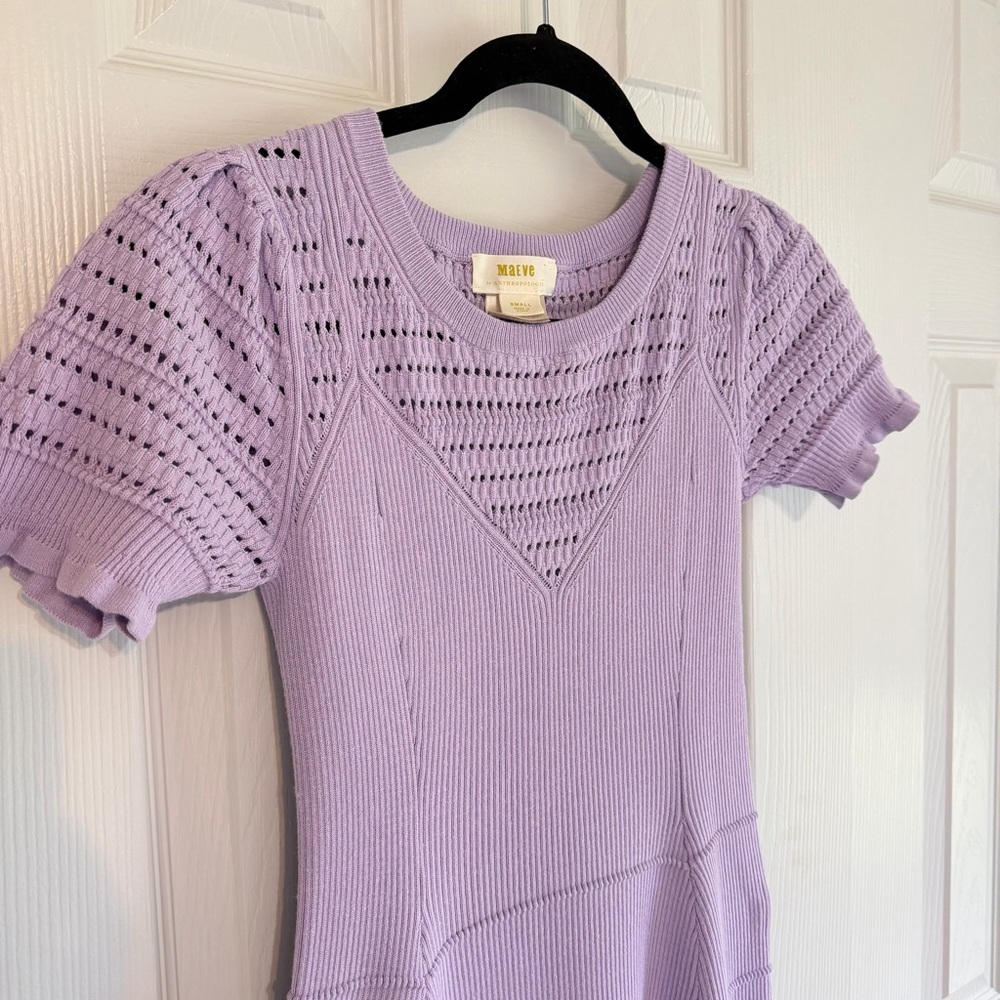 Maeve Anthropologie knit women’s dress small purple lavender fit and flare - Picture 3 of 6